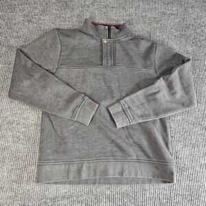 Orvis Pullover Sweatshirt Mens MEDIUM Gray Quarter Zip Fleece Lined Mock Neck
